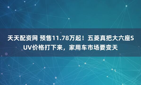 天天配资网 预售11.78万起！五菱真把大六座SUV价格打下来，家用车市场要变天