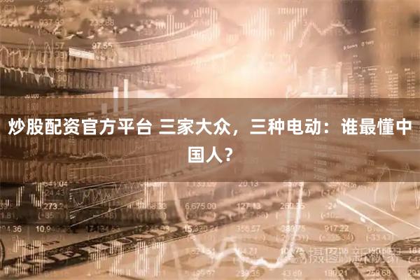 炒股配资官方平台 三家大众,三种电动:谁最懂中国人?